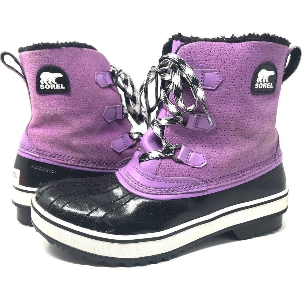 SOREL Women's Winter Snow Boots Purple & Black Fur
